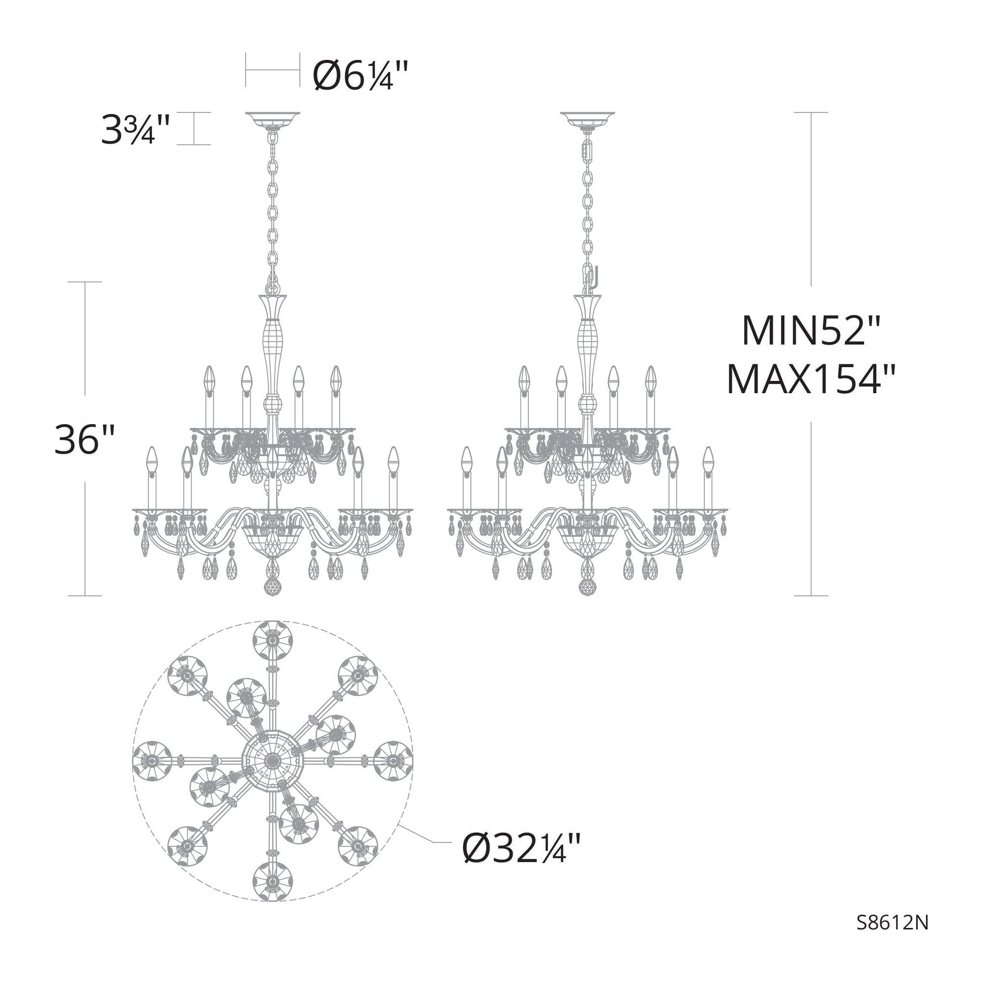 San Marco 12-Light 2-Tier 32" x 32" Chandelier