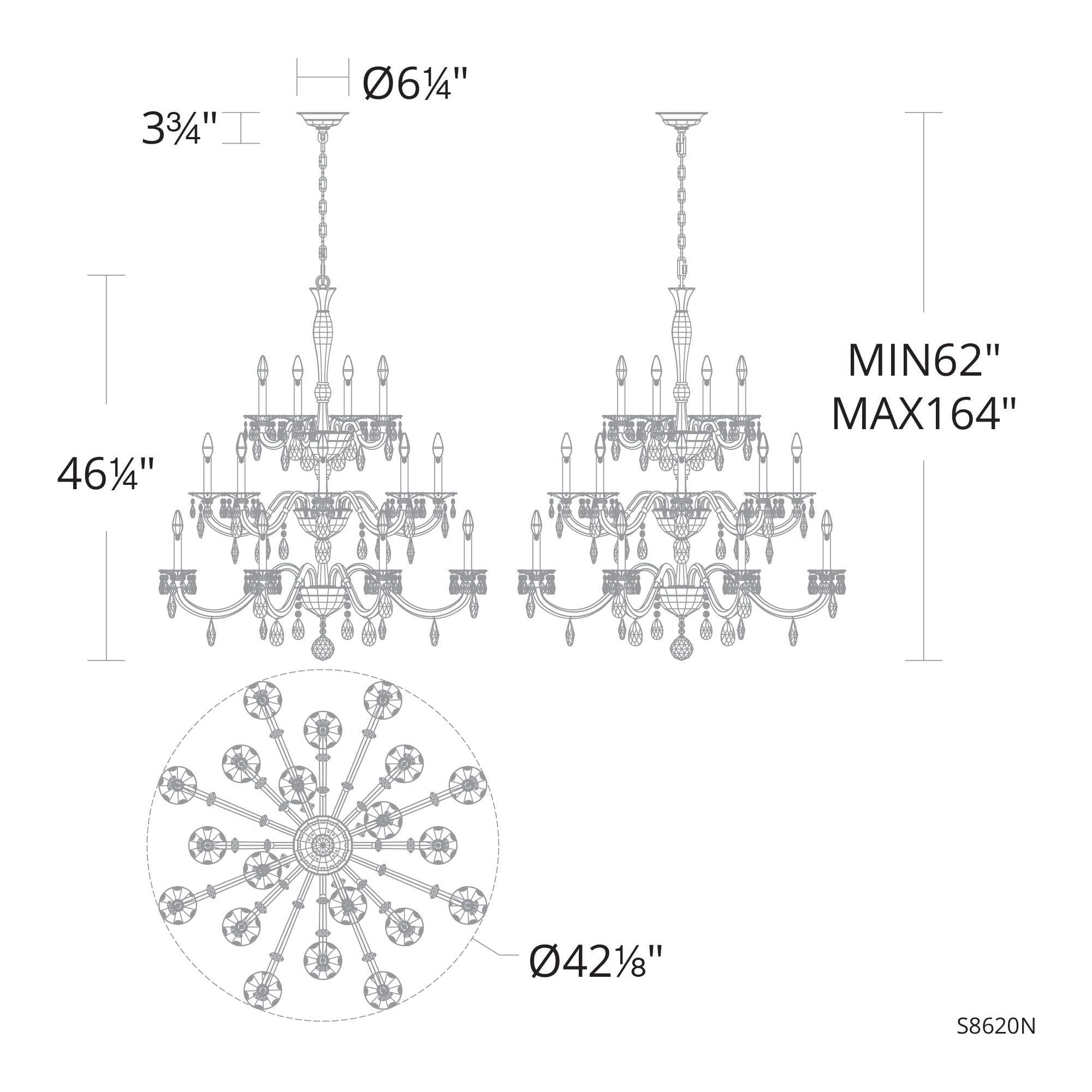 San Marco 20-Light 3-Tier 42.5" x 42.5" Chandelier