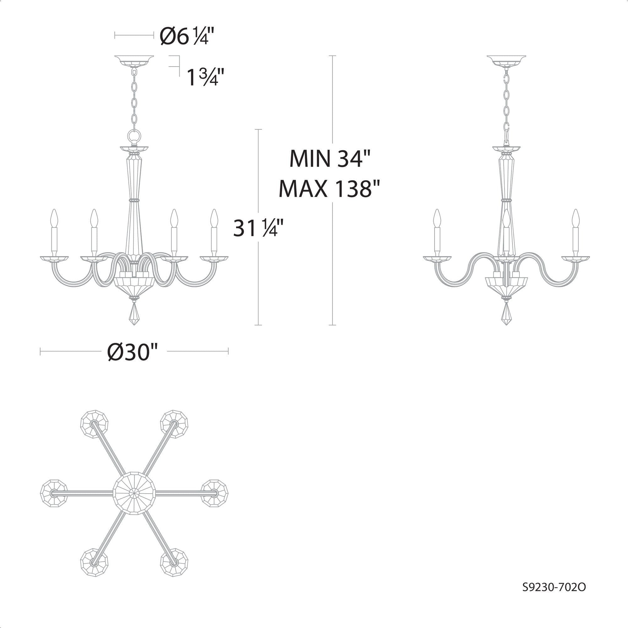 Habsburg 6-Light 30" x 30" Chandelier