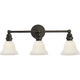 Boston Functional Triple Light with White Glass