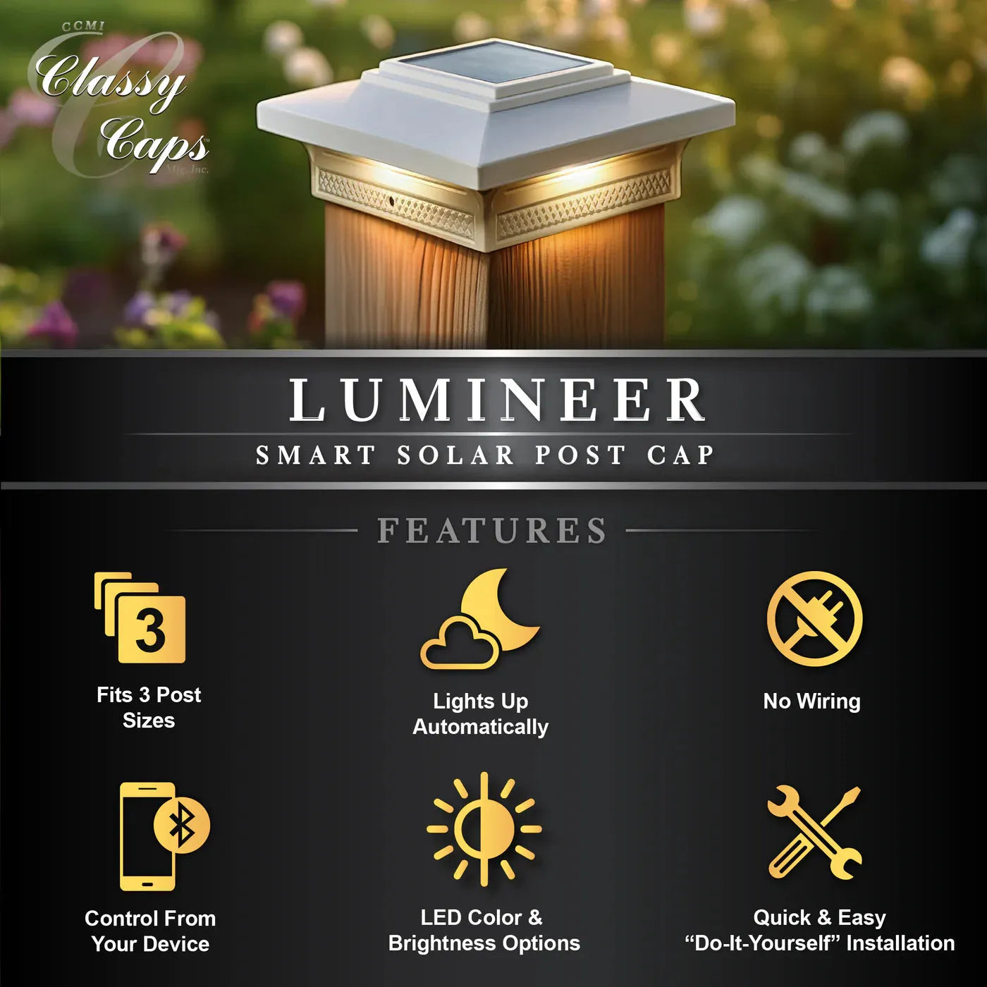 Lumineer Smart Solar Post Cap