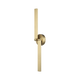 Adjustable LED picture light with pivoting arm in brushed gold finish, shown in vertical position, product photo