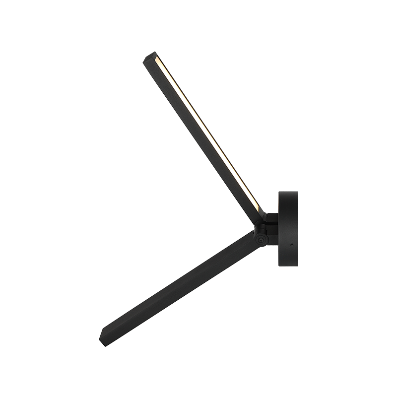 Adjustable LED picture light with pivoting arm in matte black finish, shown at angle, product photo