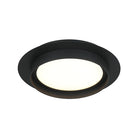 Round low-profile flush mount ceiling light in matte black finish, smaller 12 inch version, product photo