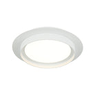 Round low-profile flush mount ceiling light in matte white finish, smaller 12 inch version, product photo