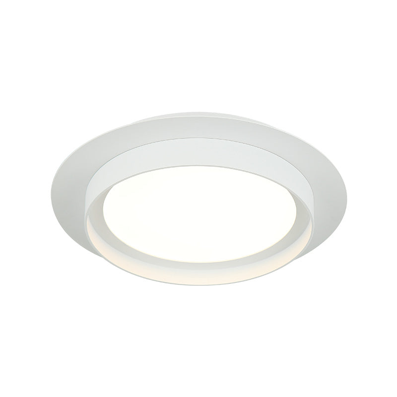Round low-profile flush mount ceiling light in matte white finish, smaller 12 inch version, product photo