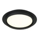 Round low-profile flush mount ceiling light in matte black finish, product photo