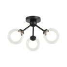 3-Light ceiling mount with orbital ring glass shades in matte black finish, product photo