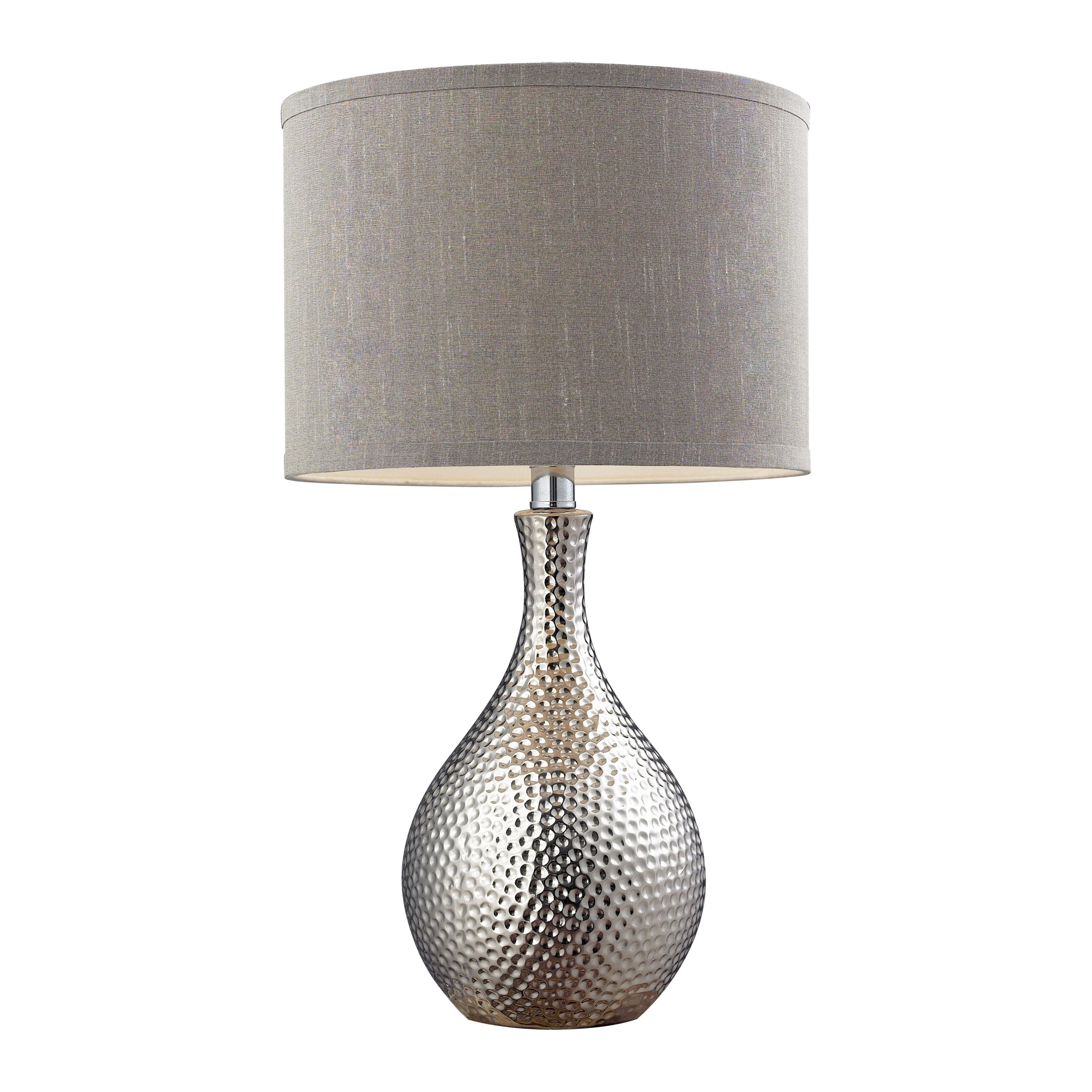 Hammered Chrome 21.5" High 1-Light Table Lamp