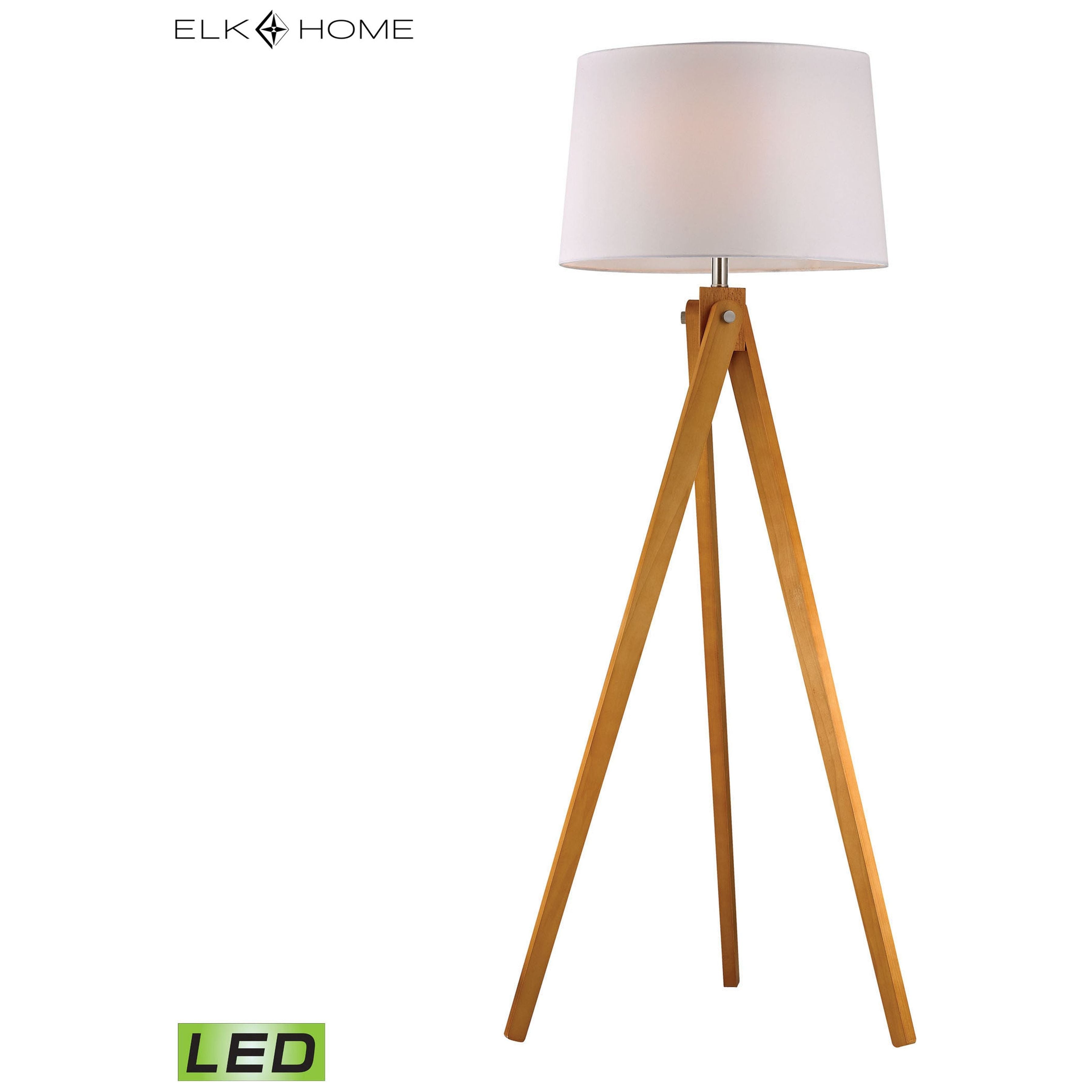 Wooden Tripod 63" High 1-Light Floor Lamp