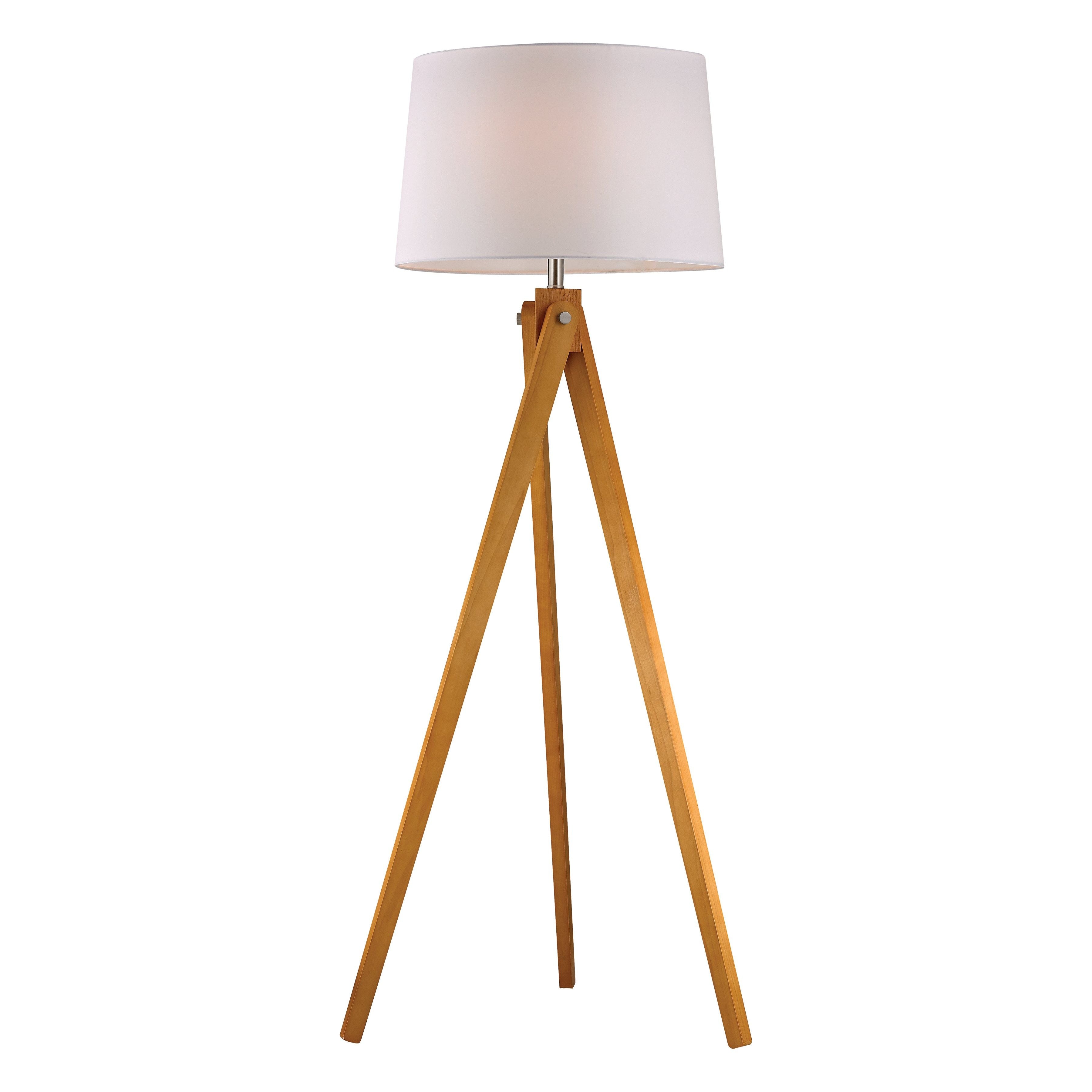 Wooden Tripod 63" High 1-Light Floor Lamp