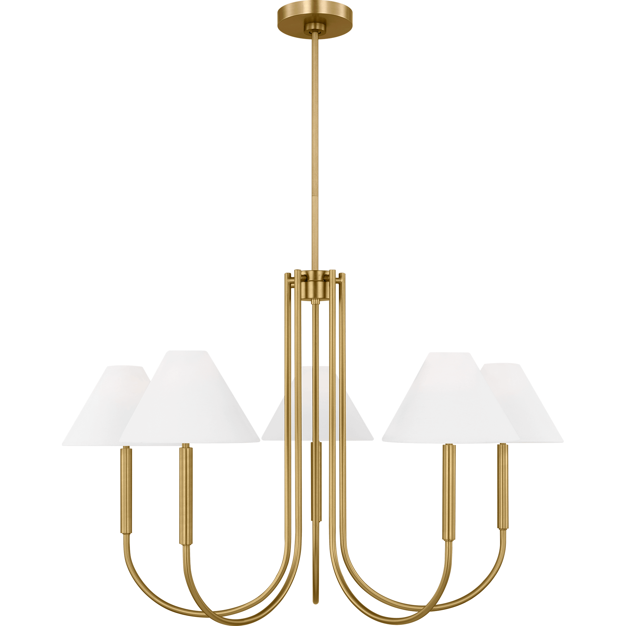 Visual Comfort Studio Baker Four Light Chandelier in Satin Brass