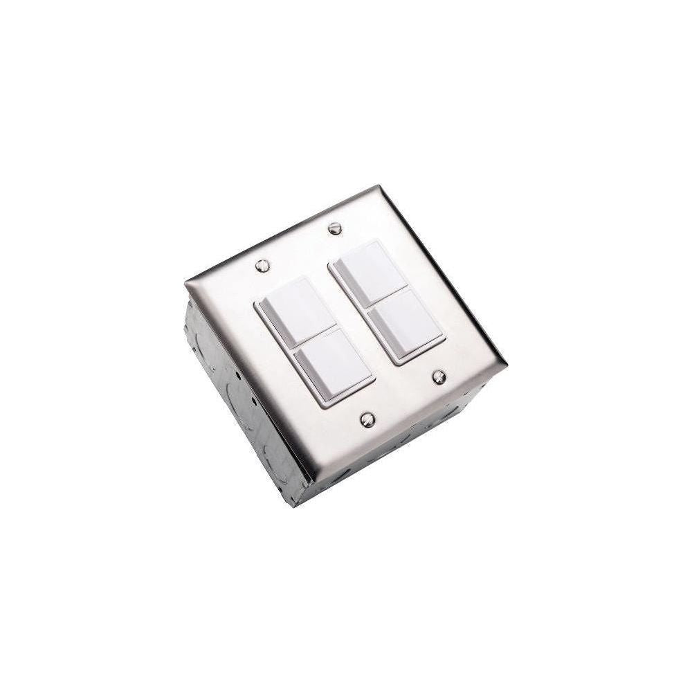 Dual Duplex Switch Wall Plate and Gang Box - 20 Amp Per Pole