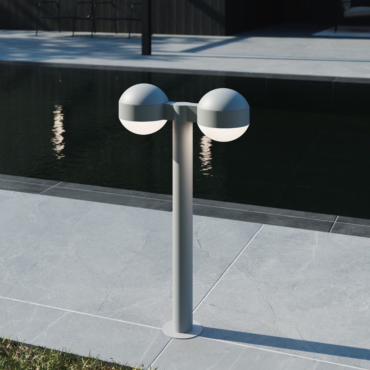 REALS 28" LED Double Bollard with Dome Cap and Dome Lens