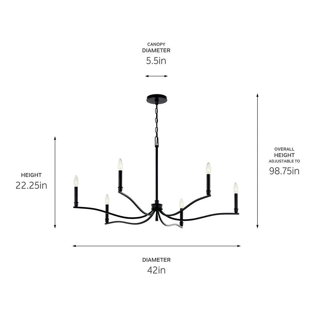 Malene 42" 6-Light Chandelier