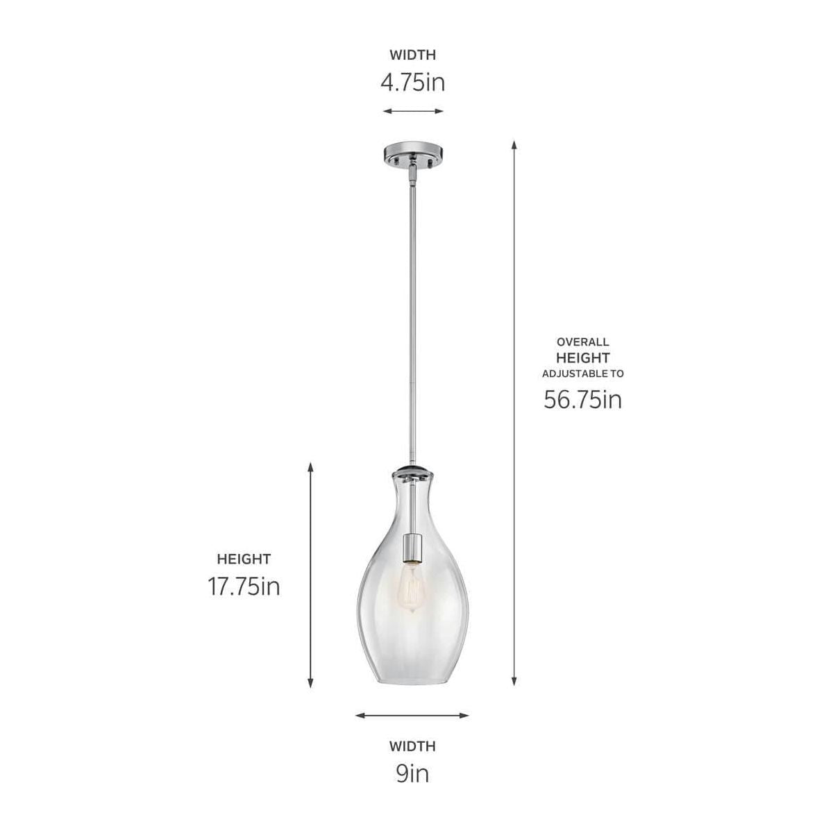 Everly 17.75" 1-Light Hour Glass Pendant