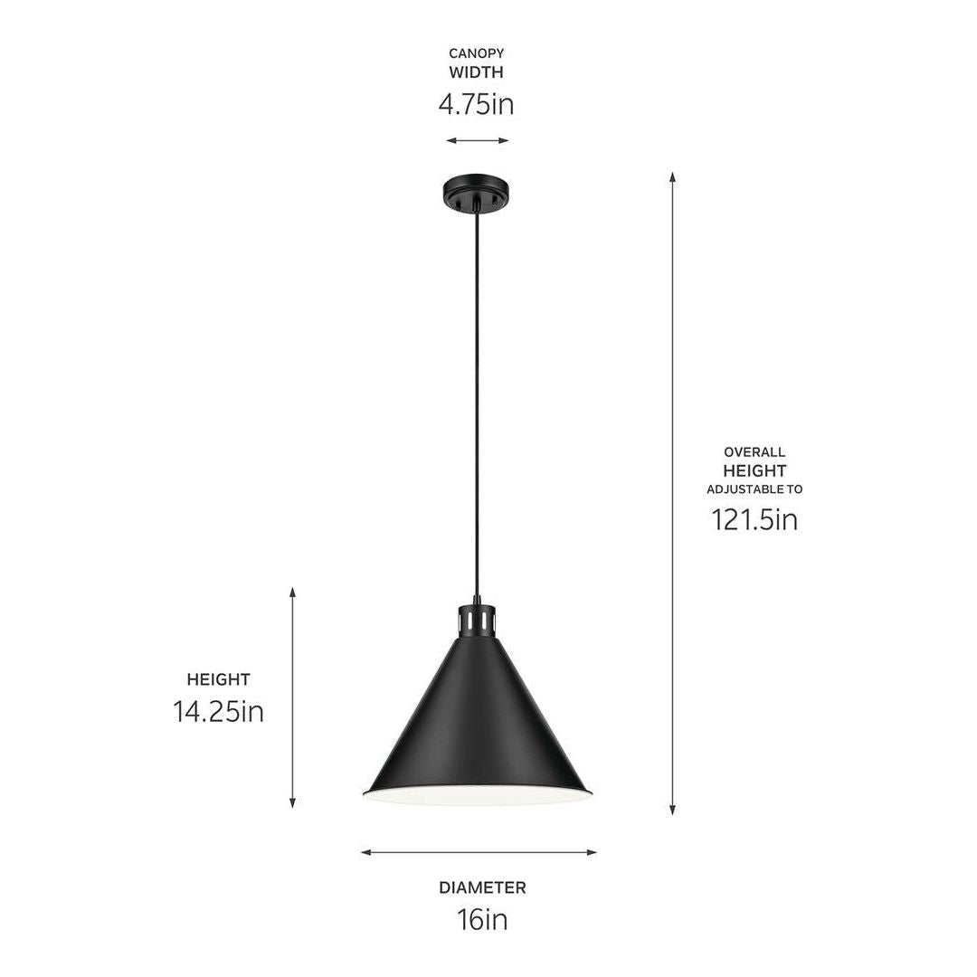 Zailey 14.25" 1-Light Cone Pendant