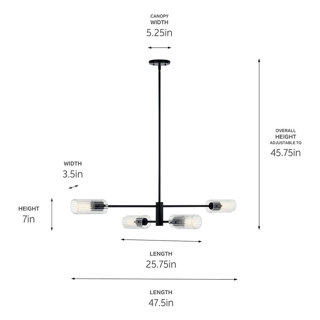 Velestino 47.50" 4-Light Linear Chandelier