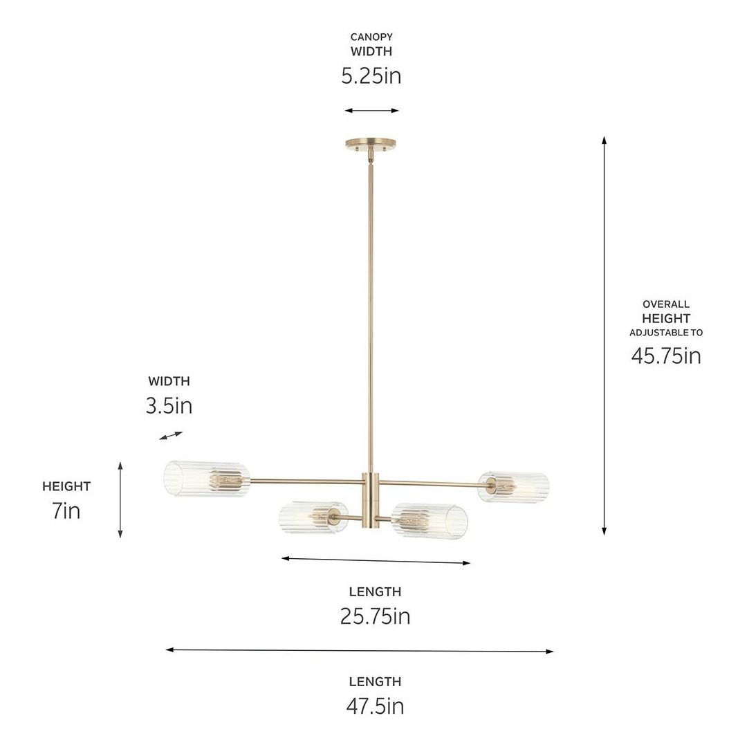 Velestino 47.50" 4-Light Linear Chandelier