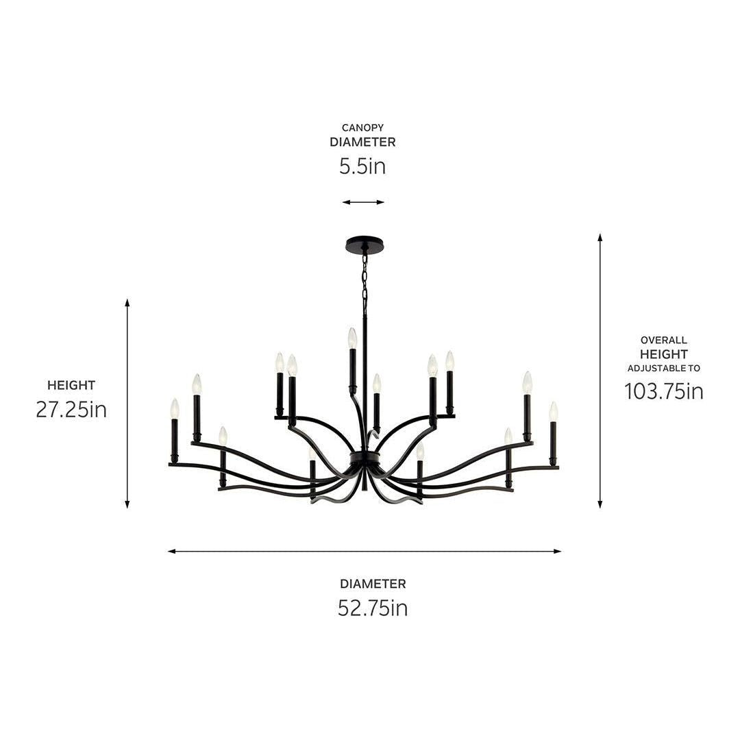 Malene 52.75" 14-Light 2-Tier Chandelier