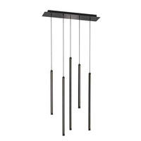 5 Light Square LED Duo-Light Cylinder Pendant Cluster
