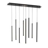 8 Light Square LED Duo-Light Cylinder Pendant Cluster