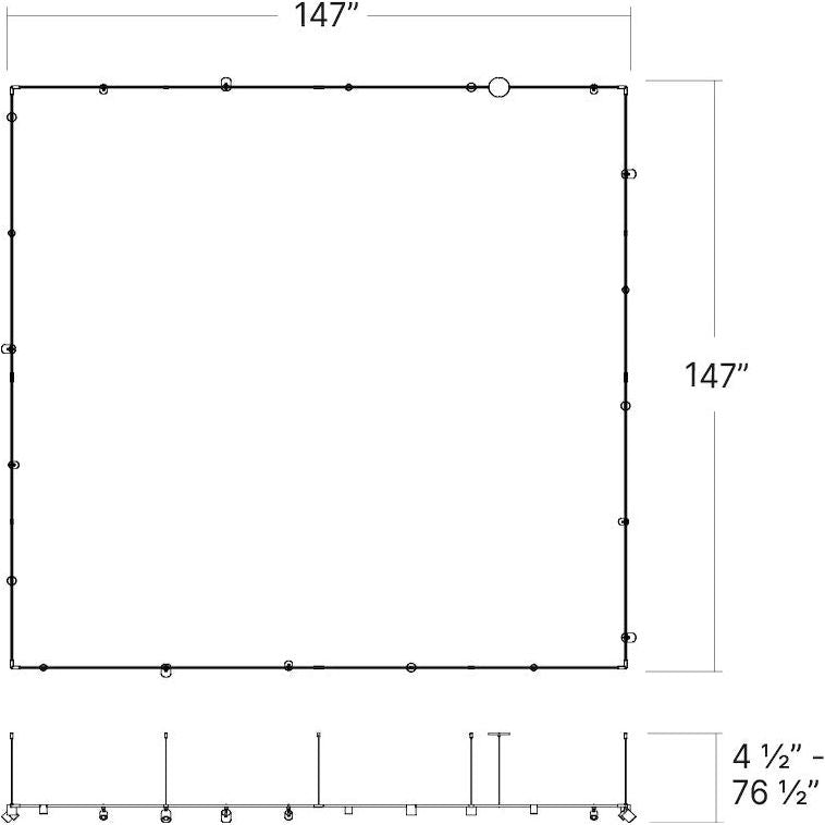 Suspenders 12' x 12' 1-Tier Path Square with Precise & Power Precise Smooth Cylinder Luminaires