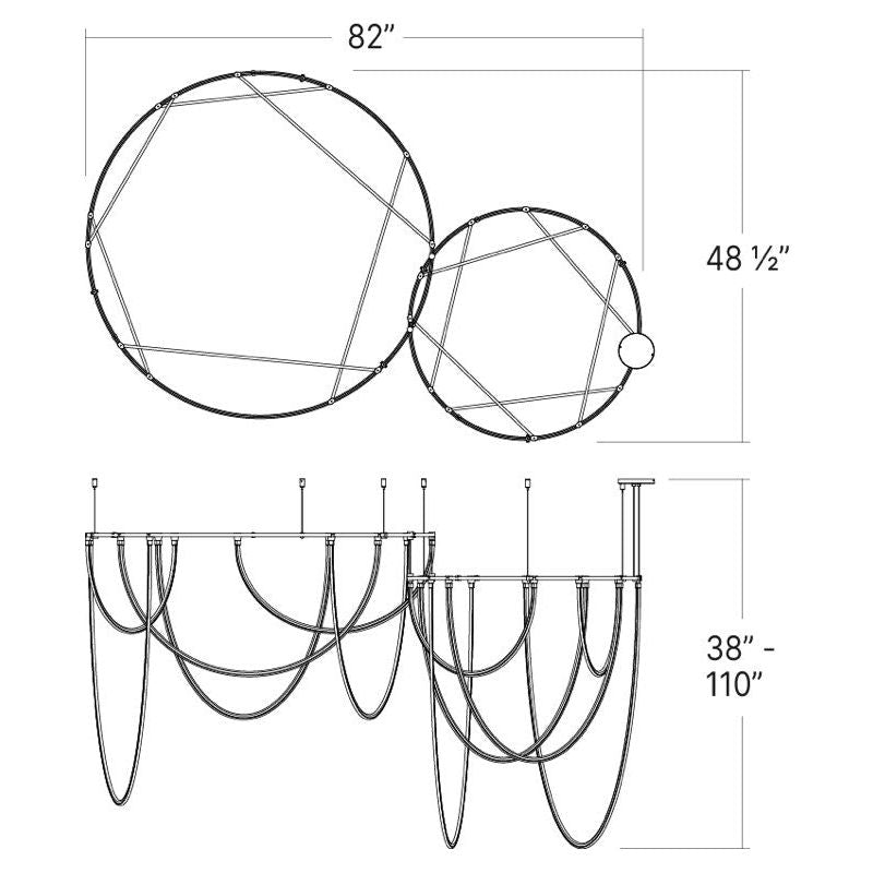 Suspenders 32"/48" 2-Bar Offset Ring with Light Curve Luminaires