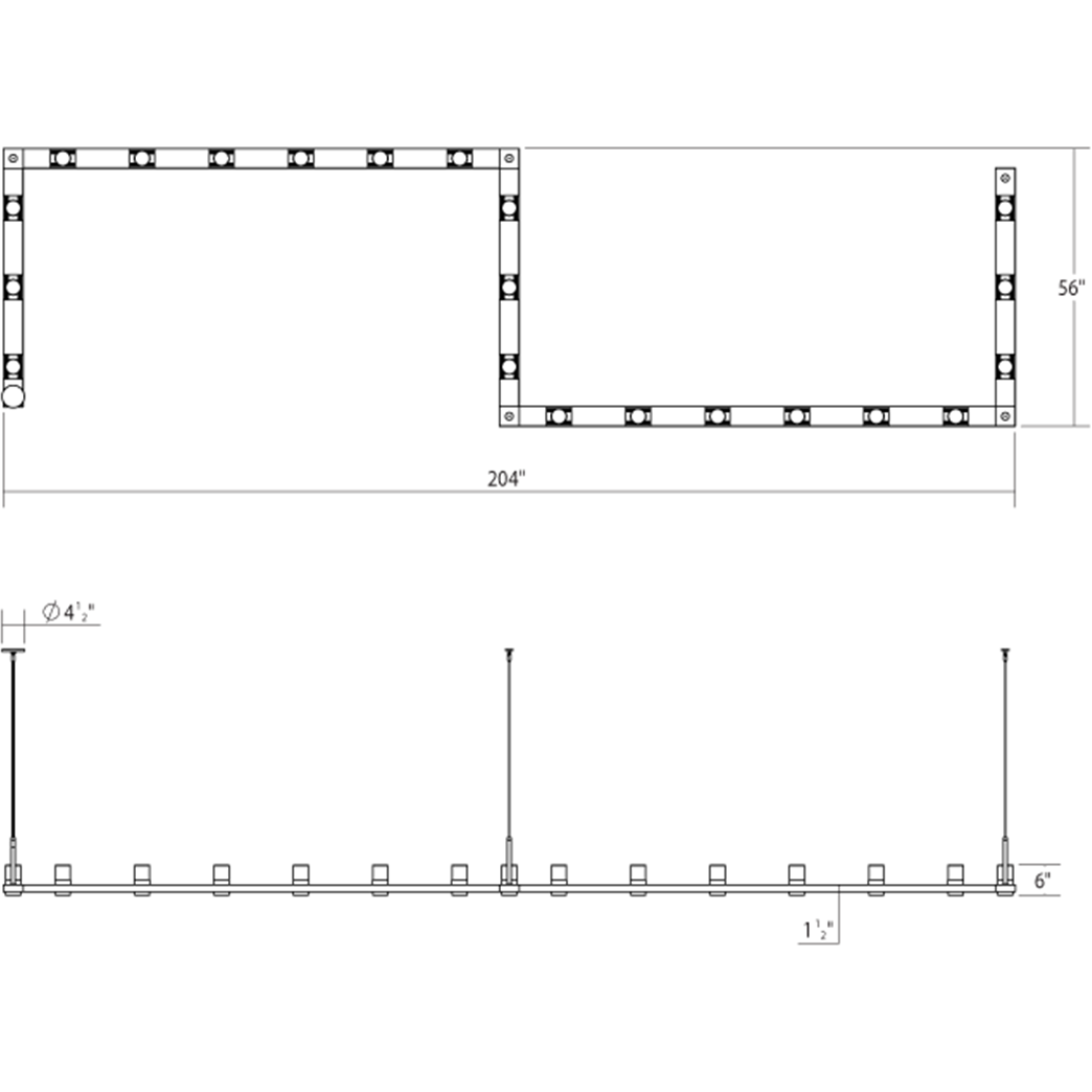 Intervals 4' x 16' Zig-Zag LED Pendant