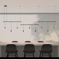 Suspenders 36" 3-Bar Offset Linear with Suspended Cylinders with Flood Lenses & Glass Drum Diffusers