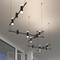 Suspenders 36" 5-Bar Zig Zag with Bar-Mounted Duplex Cylinders with Flood Lenses & Glass Drum Diffusers