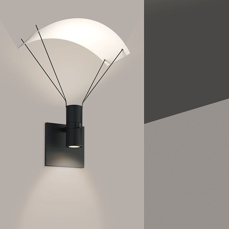 Suspenders Standard Single Sconce with Bar-Mounted Duplex Cylinders with Flood Lens & Parachute Reflector