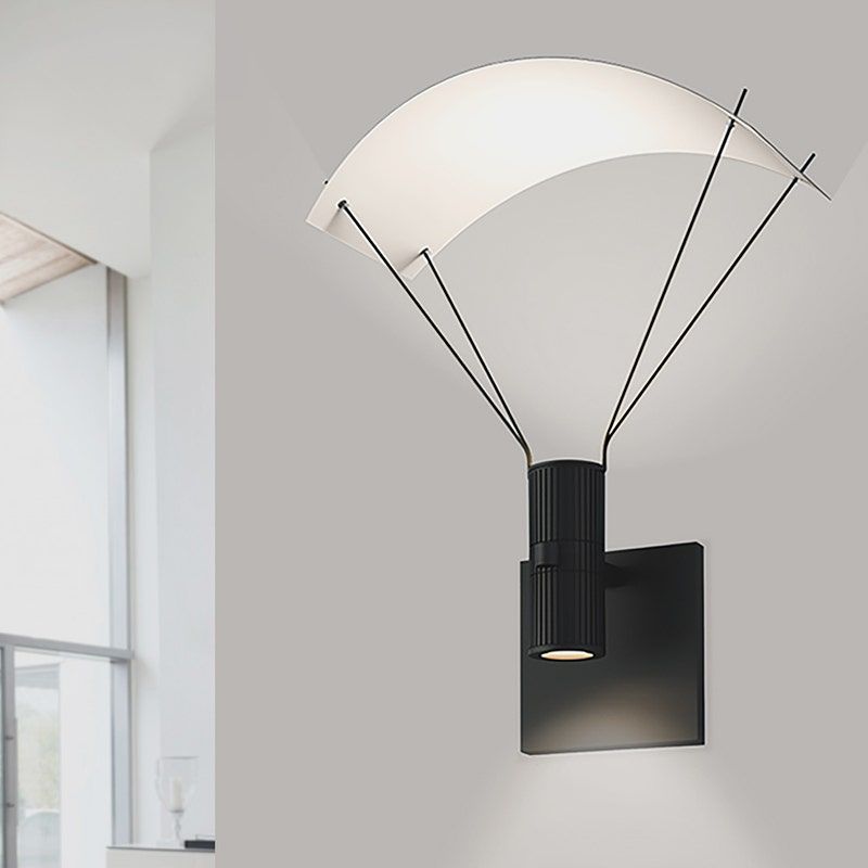 Suspenders Standard Single Sconce with Bar-Mounted Duplex Cylinders with Snoot Flood Lens & Parachute Reflector
