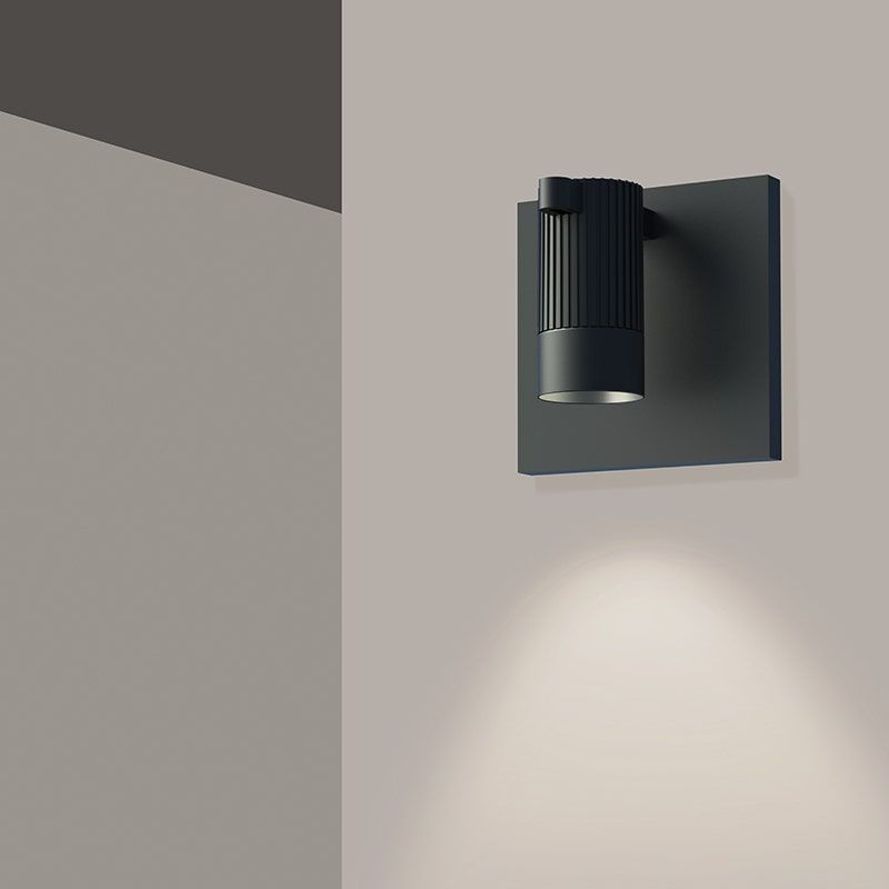 Suspenders Standard Single Sconce with Bar-Mounted Single Cylinder with Snoot Flood Lens