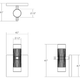 Suspenders Standard Single Sconce with Bar-Mounted Duplex Cylinders with Glass Drum Diffusers