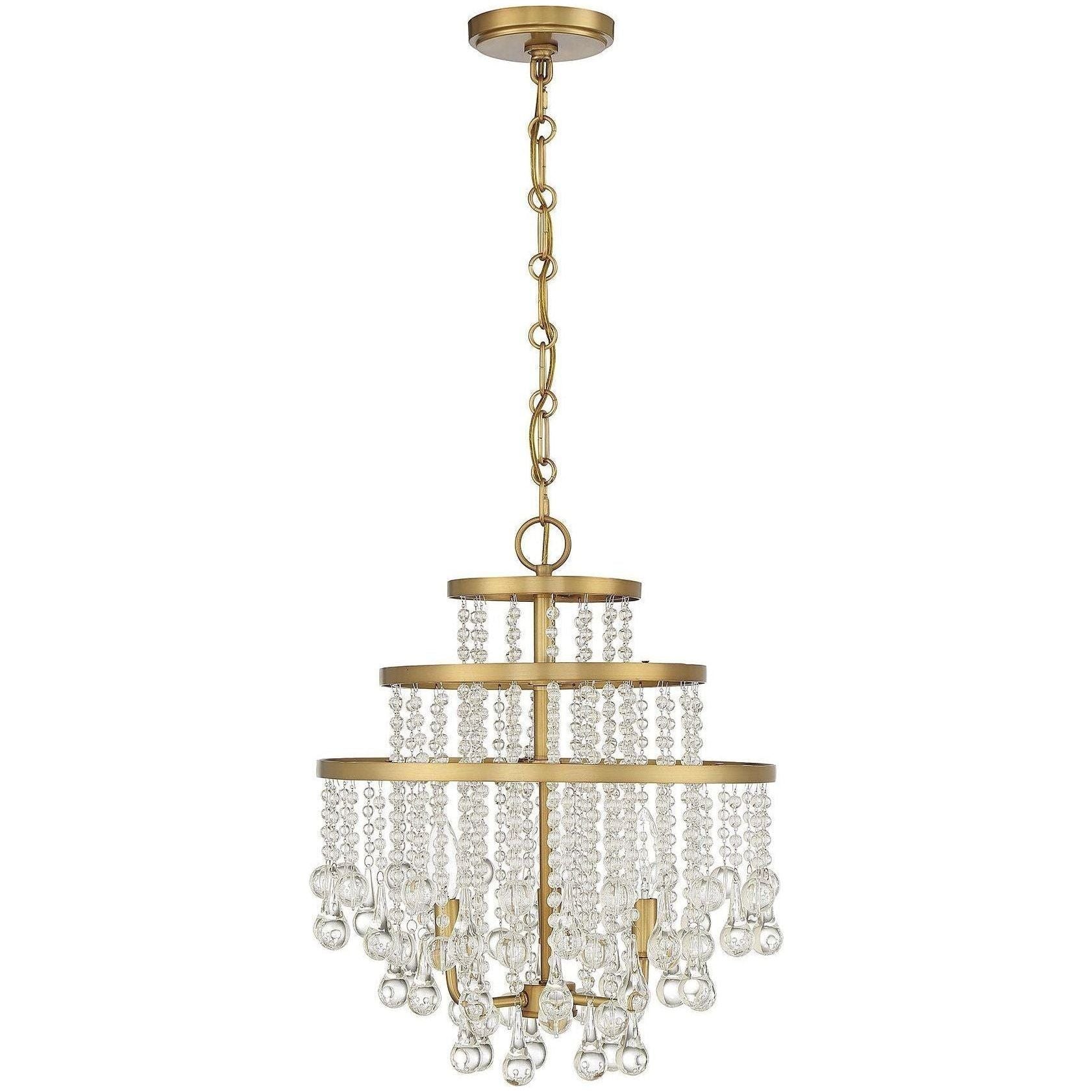 Savoy House Luna 3-light mini chandelier with gold finish and crystal tiers, adding a touch of classic elegance.
