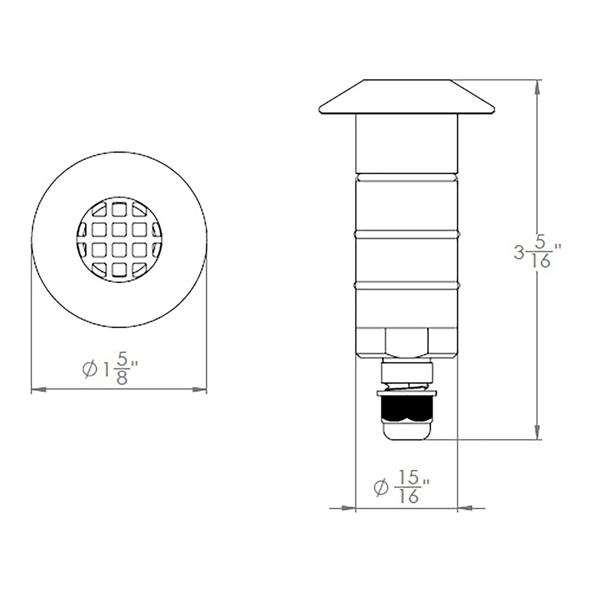 WAC Lighting - LED 1" 12V Round Beveled Top Inground Indicator Light with Hex Louver - Lights Canada