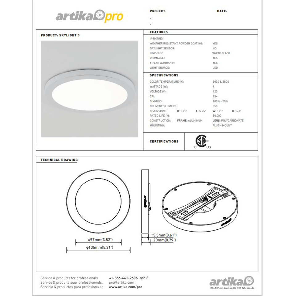 Artika - Artika Skylight Pro Flush Mount - Lights Canada
