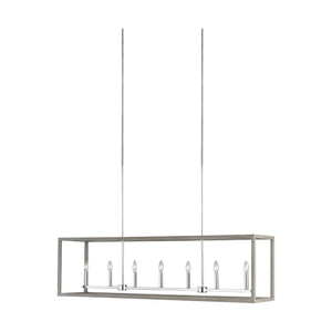 Moffet Street Linear Suspension Washed Pine / Chrome