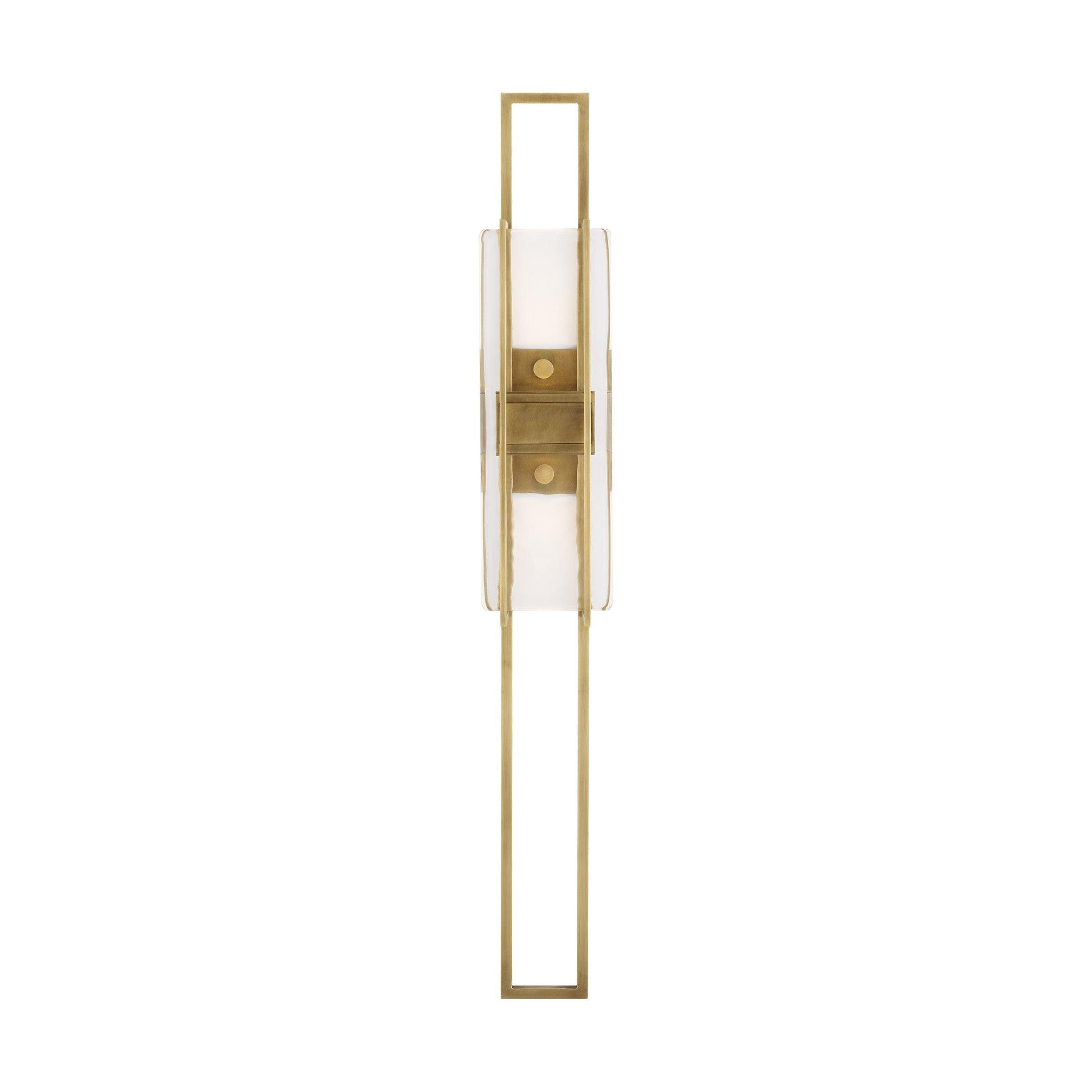 Visual Comfort Modern Duelle Tall Wall Sconce - Color: Brass/Natural - Size: Large - 700WSDUE28NB-LED927