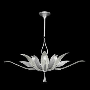 Plume Pendant Silver with Crystal + White Glass