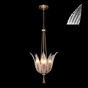 Plume Pendant Gold with Crystal + White Glass