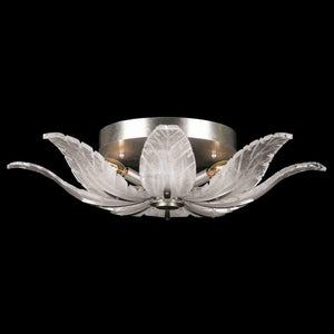 Plume Semi Flush Mount Silver with Crystal + White Glass