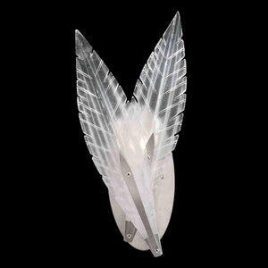 Plume Sconce Silver with Crystal + White Glass