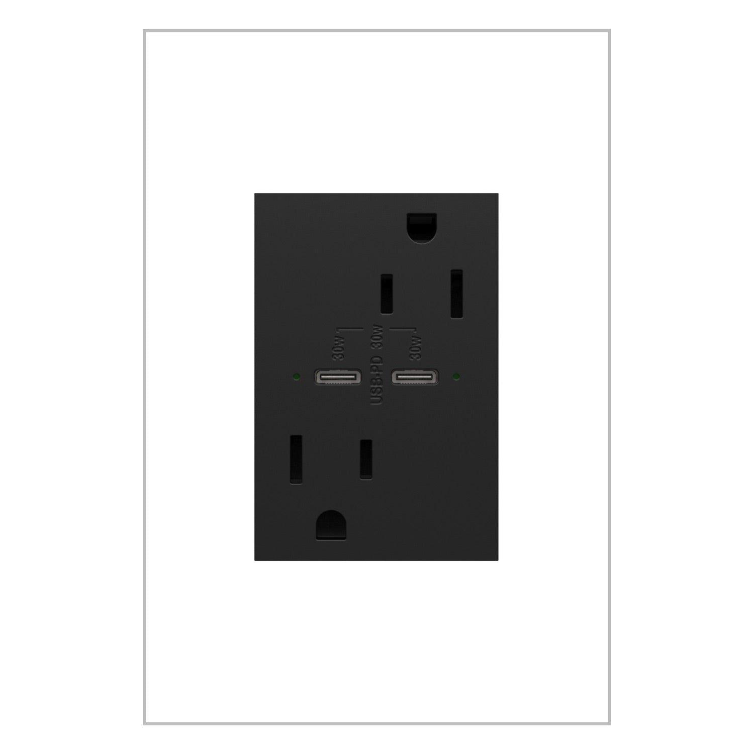 Legrand - Adorne 15A Tamper-Resistant Ultra-Fast Plus Power Delivery USB Type C/C Outlet - Lights Canada