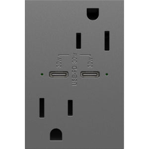 Legrand - Adorne 15A Tamper-Resistant Ultra-Fast Plus Power Delivery USB Type C/C Outlet - Lights Canada