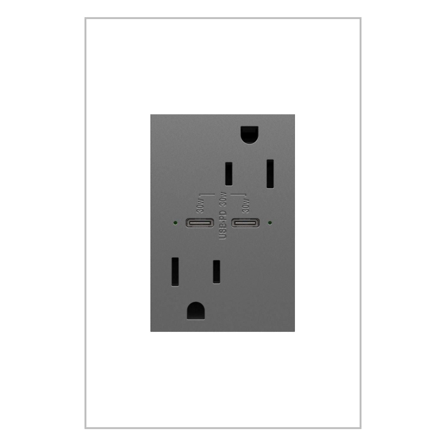 Legrand - Adorne 15A Tamper-Resistant Ultra-Fast Plus Power Delivery USB Type C/C Outlet - Lights Canada