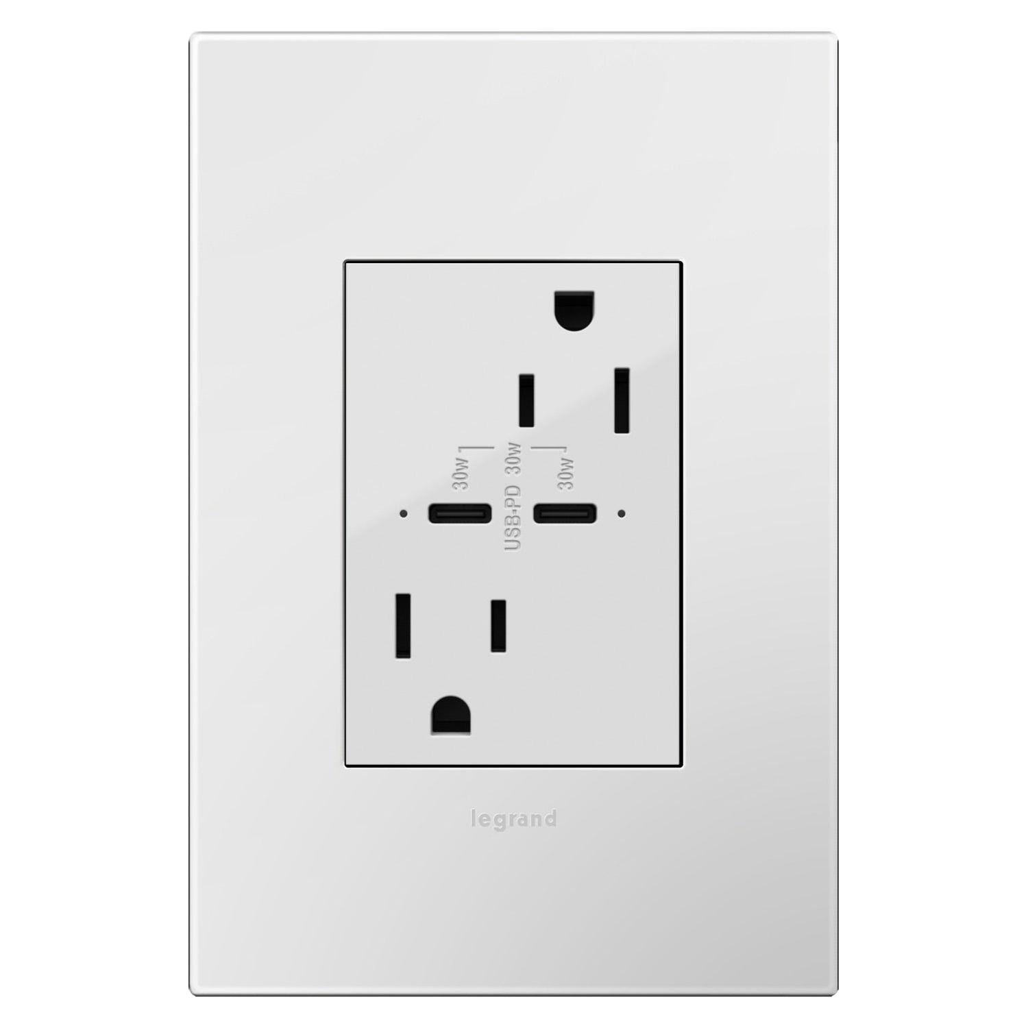 Legrand - Adorne 15A Tamper-Resistant Ultra-Fast Plus Power Delivery USB Type C/C Outlet - Lights Canada