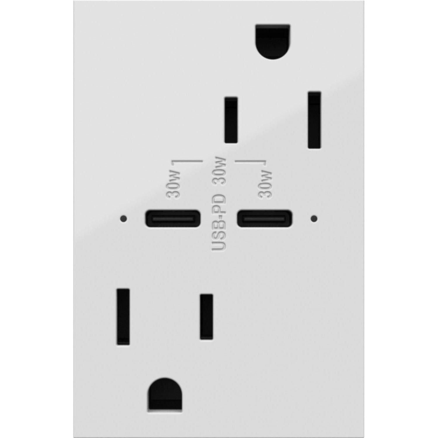 Legrand - Adorne 15A Tamper-Resistant Ultra-Fast Plus Power Delivery USB Type C/C Outlet - Lights Canada