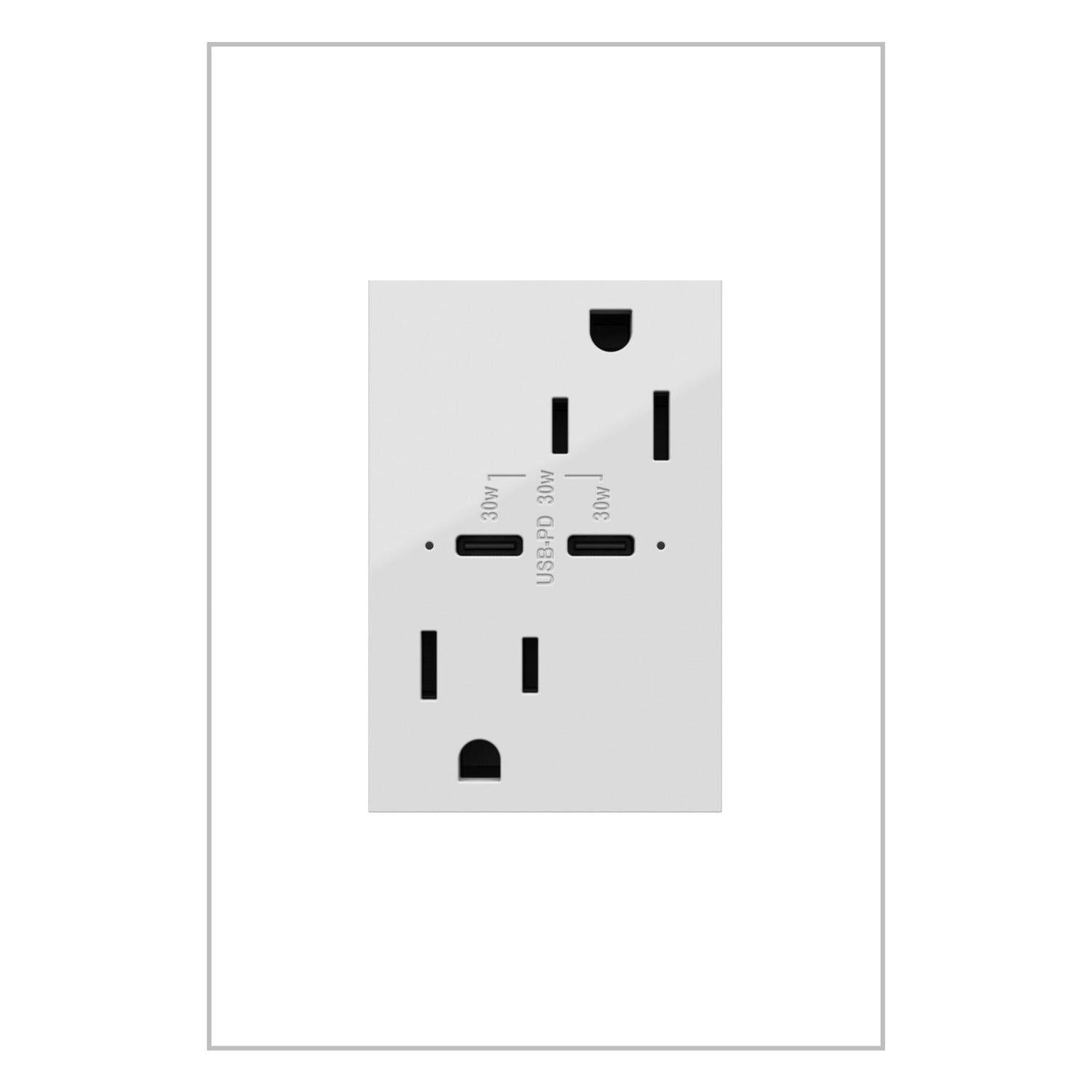 Legrand - Adorne 15A Tamper-Resistant Ultra-Fast Plus Power Delivery USB Type C/C Outlet - Lights Canada